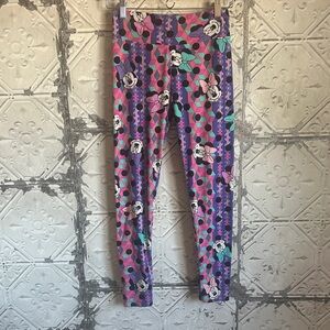Disney LulaRoe limited edition Minnie Mouse Purple Pink Teal Patterned Leggings